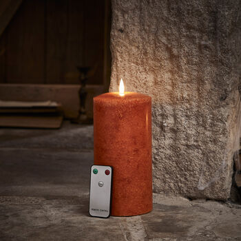 20cm Tru Glow® Mottled Orange LED Chapel Candle, 4 of 4