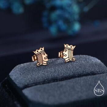 King Of Hearts Sterling Silver Stud Earrings, 2 of 12