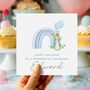Personalised Peter Rabbit Rainbow Birthday Card *Also Available In Pink, thumbnail 1 of 2