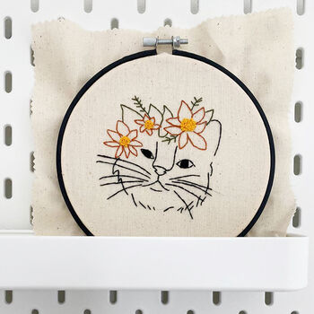 Flower Crown Kitty Embroidery Kit, 4 of 5