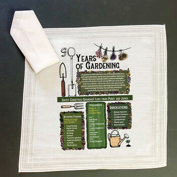 Personalised 90th Birthday Gift For Gardeners Handkerchief Pair, 2 of 6