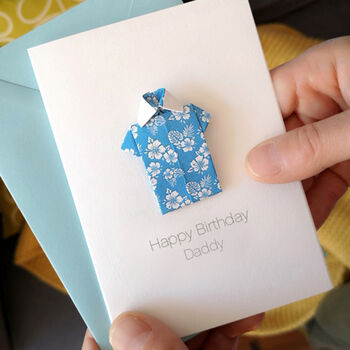 Personalised Origami Hawaiian Shirt Birthday Card, 2 of 4
