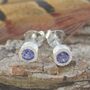 Tanzanite Sterling Silver December Birthstone Stud Earrings, thumbnail 1 of 3