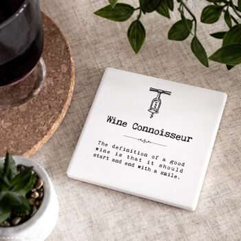 Set Of Two Ceramic Wine Coasters In Gift Box, 4 of 11