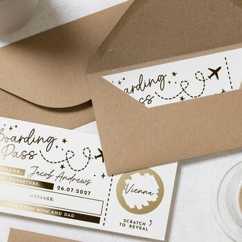 Personalised Boarding Pass Scratch Gift Voucher, 8 of 9