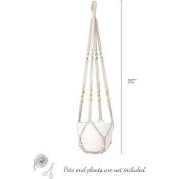 Macrame Plant Hangers With Wood Beads, 3 of 6