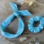 Wire Twist Headband And Scrunchie In Blue Gingham, thumbnail 1 of 3