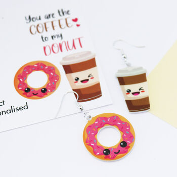 You Are The Coffee To My Donut Valentine's Earrings, 6 of 12