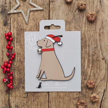 Chocolate Labrador Dog Christmas Decoration Personalisation Available, 3 of 3