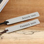 Personalised Names Pewter And Leather Bookmark, thumbnail 5 of 10