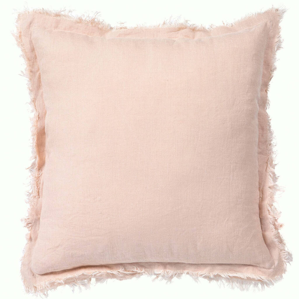 Pink Linen Fringe Cushion By Idyll Home