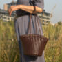Hand Woven Genuine Leather Shopping Bucket Bag, thumbnail 11 of 12