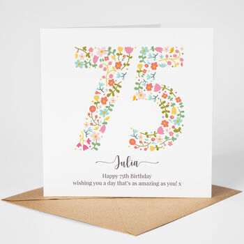 Floral Fun Personalised 75th Birthday Card, 4 of 5