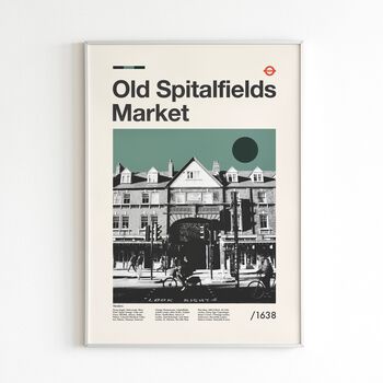 Old Spitalfields Market Mid Century Style Print, 9 of 9