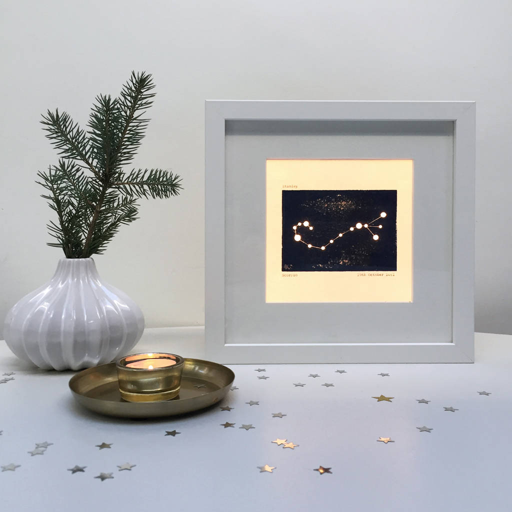 personalised star sign constellation light box by simoons studio