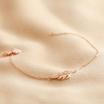 Delicate Feather Bracelet In Silver Gold And Rose Gold, 5 of 9