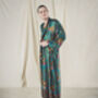 Mens Emerald Silk Blend Kimono Robe, thumbnail 1 of 3