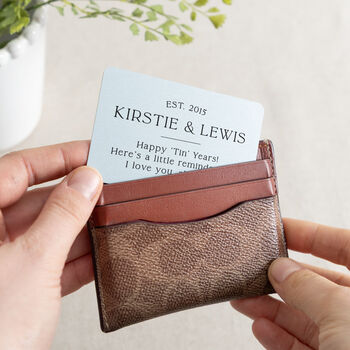 Tin Anniversary Personalised Keepsake Wallet Card, 2 of 2