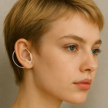 Oxidised Silver Minimalist Black Hoop Ear Cuff Earring, 5 of 11