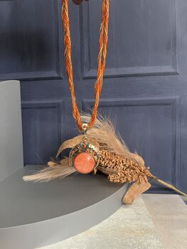 Orange Braided Orange Necklace And Pendant, 2 of 5