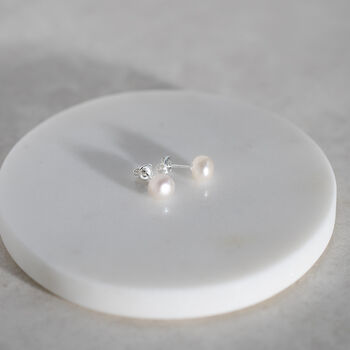 Silver Freshwater Pearl Stud Earrings, 7 of 7