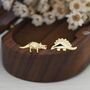 Mismatched Stegosaurus And Triceratops Dinosaur Stud Earrings In Sterling Silver, thumbnail 3 of 12