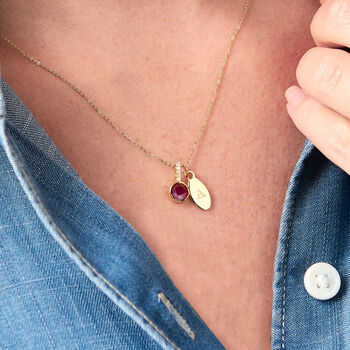 Birthstone Necklace With Initial And Real Diamonds, 12 of 12