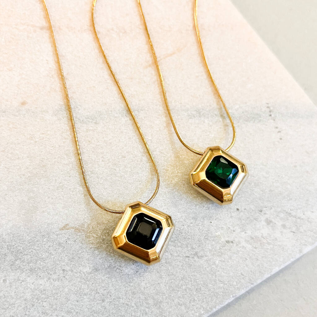 Chunky Art Deco Geometric Square Pendant Necklace, 1 of 3