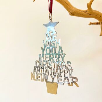 Silver Merry Christmas Decorative Hanging Sign, 3 of 7