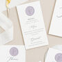 Wedding Menus With Lilac Wax Seals, thumbnail 1 of 2