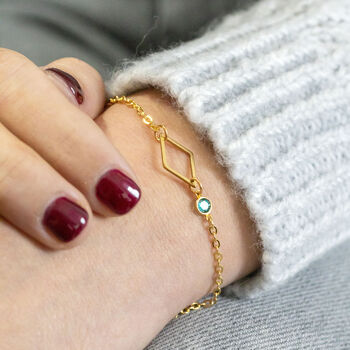 Minimalist Gold Rhombus Birthstone Bracelet, 5 of 8