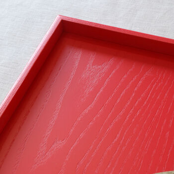 Handmade Lacquered Red Cherry Ottoman Tray, Housewarming Gift, 7 of 9