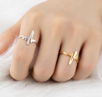 Heartbeat Adjustable Stainless Steel Ring, 2 of 9