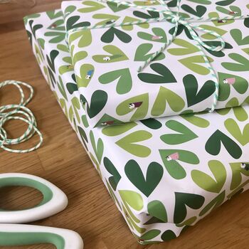 Leaf Hearts And Bug Wrapping Paper Or Gift Wrap Set, 2 of 12