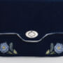 Rose Embroidered Blue Clutch, thumbnail 3 of 9