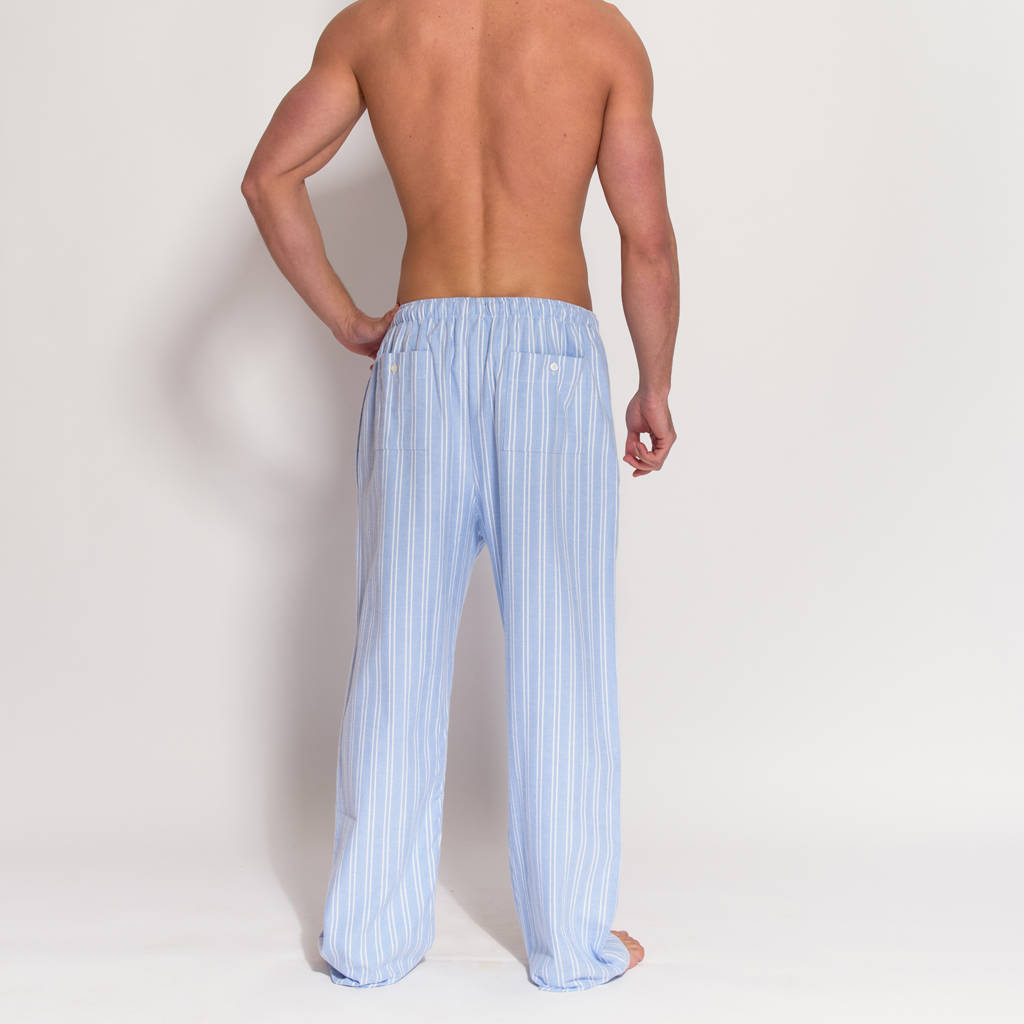 Men's Blue Striped Flannel Pyjama Trousers By BRITISH BOXERS ...