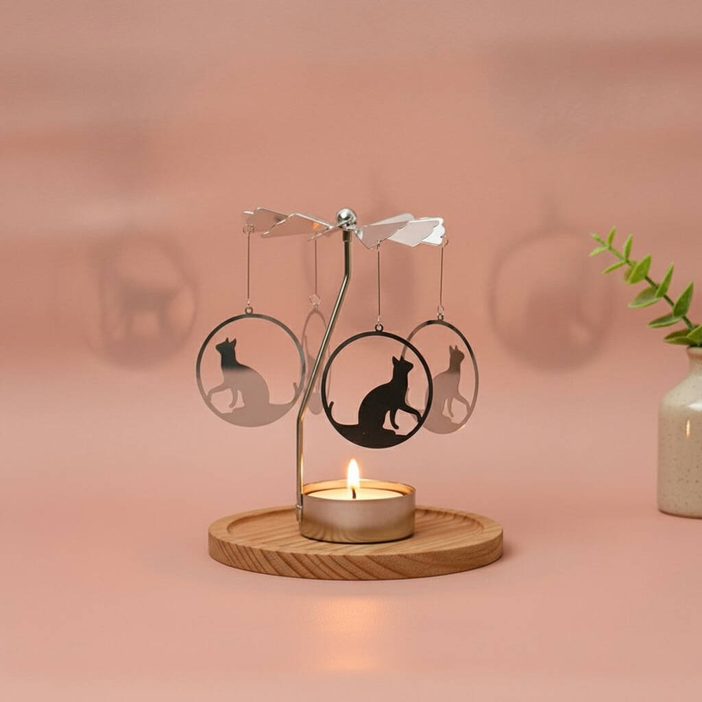 Cute Cat Tealight Carousel Candle Holder Cat Gift, 1 of 12