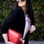 Red Dogtooth Stripe Bag Strap | Extra Long Crossbody Replacement Bag Strap, thumbnail 2 of 4
