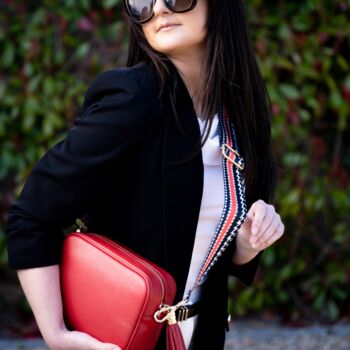 Red Dogtooth Stripe Bag Strap | Extra Long Crossbody Replacement Bag Strap, 2 of 4