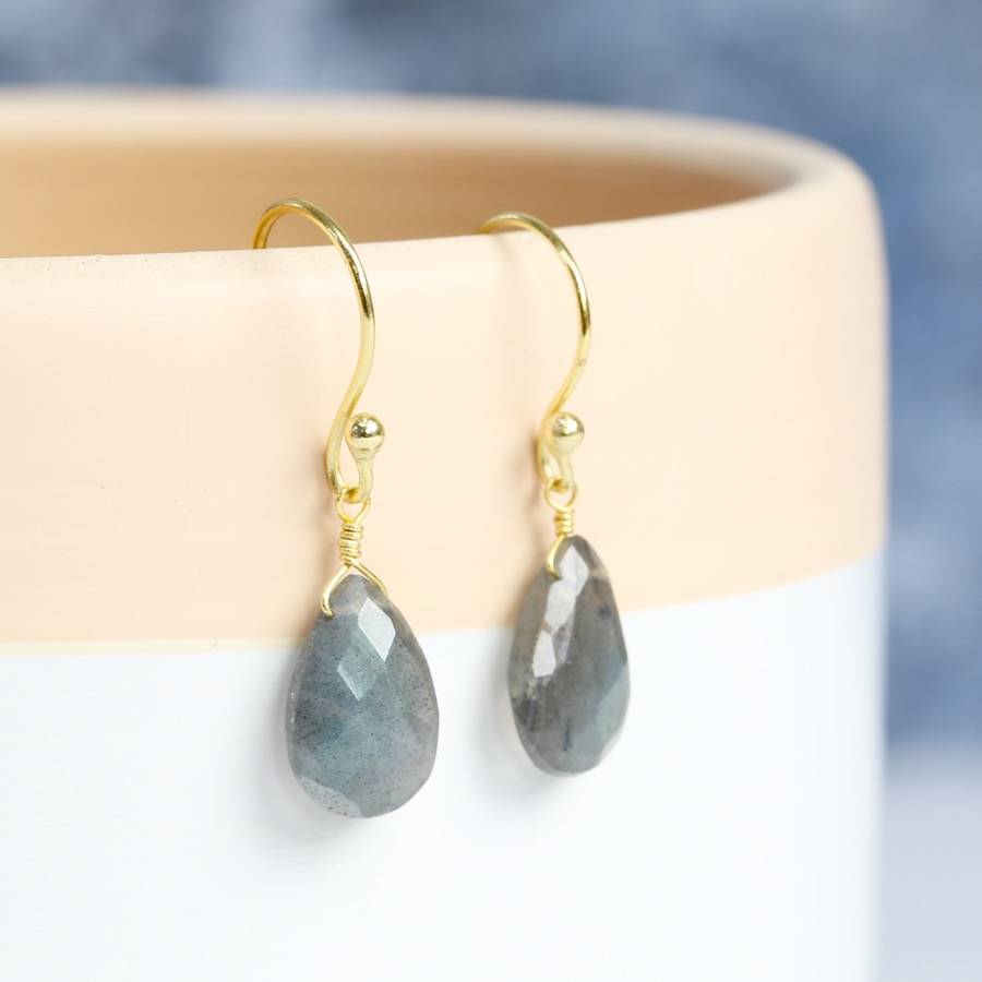 semi precious gemstone drop earrings by lisa angel | notonthehighstreet.com