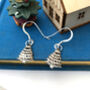 Sterling Silver Christmas Tree Drop Hook Earrings, thumbnail 3 of 10