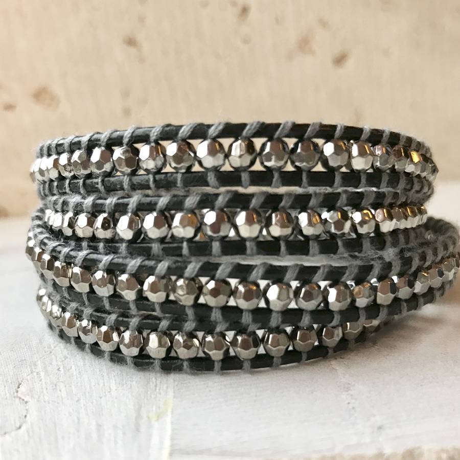 metallic leather wrap bracelet by decadorn | notonthehighstreet.com