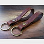 Set Of Two Personalised Italian Leather Keyrings, thumbnail 1 of 3