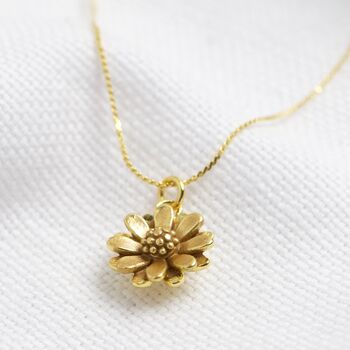 Delicate Tiny Gold Plated Daisy Pendant Necklace, 2 of 4
