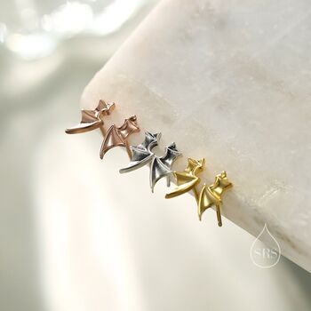 Tiny Bat Wing Stud Earrings In Sterling Silver, 3 of 12