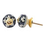 Ceramic Set Of Two Black And Beige Flower Drawer Pull, thumbnail 1 of 1