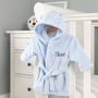 Personalised Blue Baby Dressing Gown With Ears On Hood, thumbnail 1 of 5