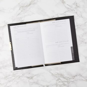 'Caché' Black Croc Un/Dated Planner Diary, Personalised, 5 of 8