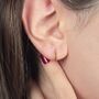 Garnet January Birthstone Small Huggie Hoop Earrings, thumbnail 2 of 5