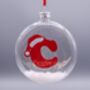 Red Initial And Santa Hat Flat Christmas Tree Bauble, thumbnail 1 of 3